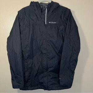 Columbia Jacket Youth Large Black Omni-Tech Hooded Rain Waterproof Windbreaker